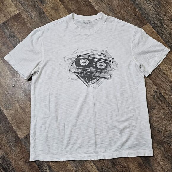 AG-ed™ Wesley Crew Men's Sz Sm Relaxed T-Shirt Mix Tape 5 Years True White EUC - Picture 1 of 9